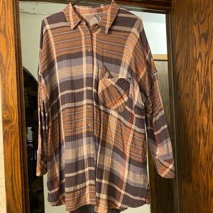 Free people plaid flowy shirt